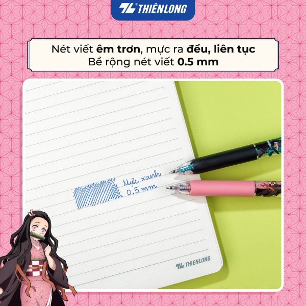 Bút Gel Gel-033/Ds Hồng Mực Xanh Chính Hãng - Có Tại Hiệu Sách Mai