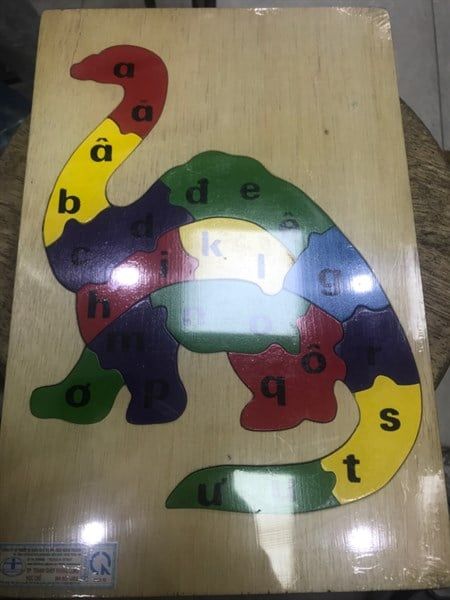 Tranh ghép khủng long học chữ gỗ 6023