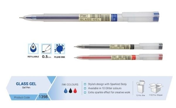 Bút Gel 0.5mm Flair Glass Chính Hãng - Có Tại Hiệu Sách Mai