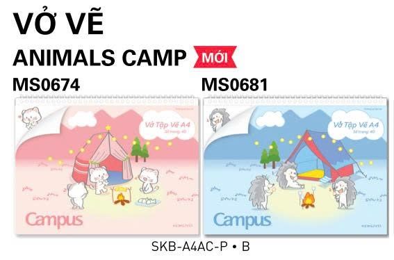 Vở vẽ lò xo A4 Campus Animals Camp (5/80)
