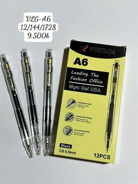 Bút Gel bấm Việt Lợi ngòi 0.5 mực USA VLG-A6 (12/144/1728)