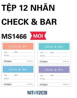 Nhãn vở Campus Check&Bar (12 cái/tập) (100/1000) NT-12CB