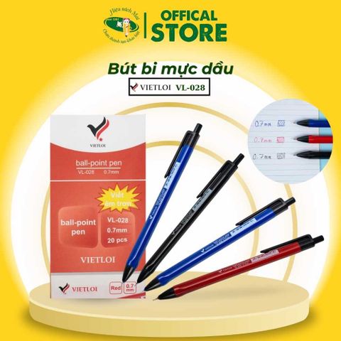 Bút Bi Mực Dầu 0.7mm Việt Lợi Vl-028 Chính Hãng - Có Tại Hiệu Sách Mai