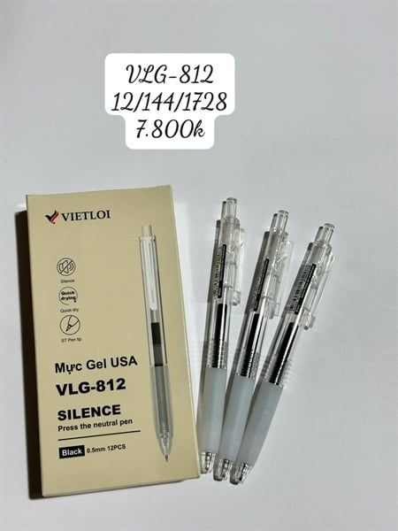 Bút Gel bấm SILENCE thân trong 0.5mm VLG-812 (12/144/1728 )