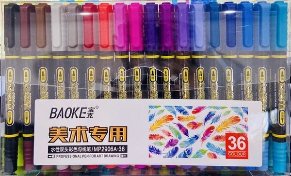 Bút Lông Màu Mỹ Thuật 2 Đầu MAKER Baoke Chính Hãng - Có Tại Hiệu Sách Mai
