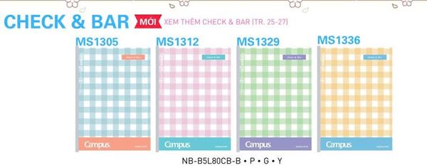 Vở kẻ ngang Campus Check & Bar khổ B5 DL70gsm 80 trang (10/120)