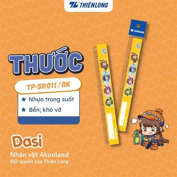 Thước kẻ 20cm Akooland Thiên Long TP-SR011/AK (10/200)