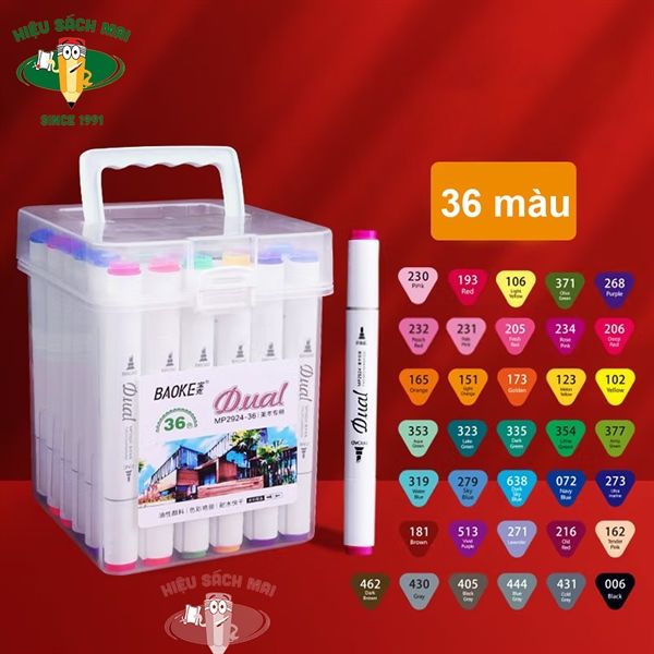 Bút Dạ Màu Marker Baoke Chính Hãng - Có Tại Hiệu Sách Mai