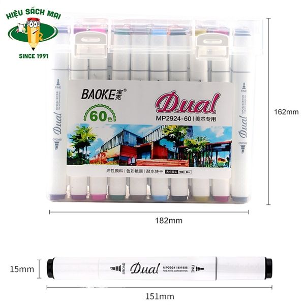 Bút Dạ Màu Marker Baoke Chính Hãng - Có Tại Hiệu Sách Mai