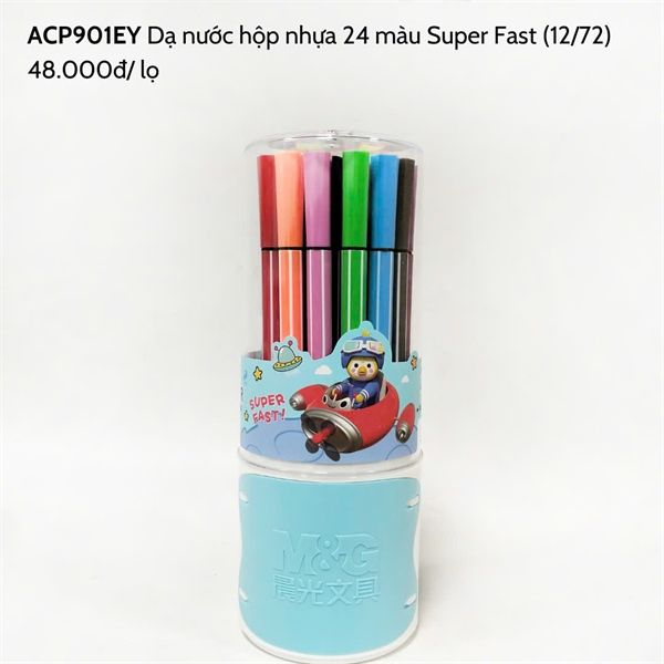 Dạ nước hộp nhựa 24 màu Super Fast M&G ACP901EY (12/72)