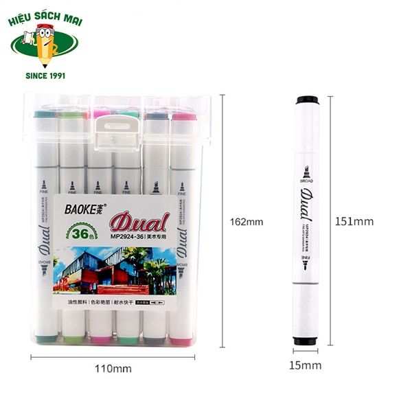 Bút Dạ Màu Marker Baoke Chính Hãng - Có Tại Hiệu Sách Mai