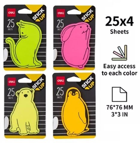 Giấy nhắn hình học sinh 4 hình Deli EA55102 (1/32/384)