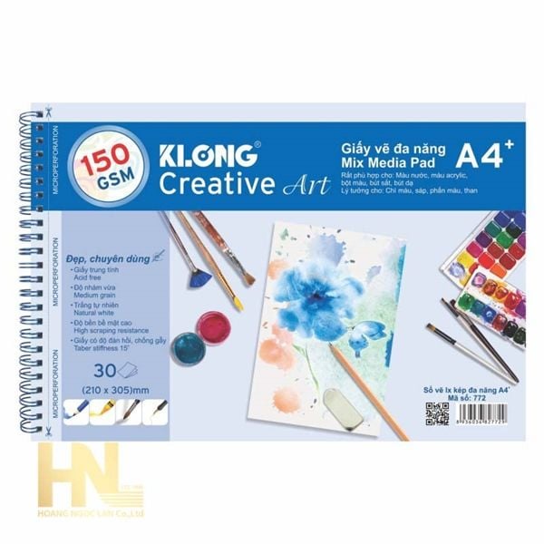 Vở vẽ lò xo A4 cao cấp Klong772 (80Q/ thùng)