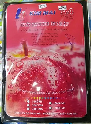 Giấy in ảnh A4 kim mai bóng 2 mặt 260g (50)