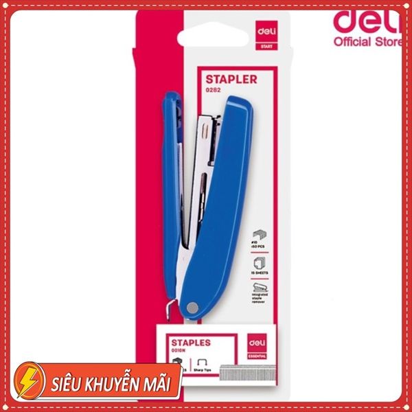 Dập ghim số 10 kèm 1 hộp đạn giao màu ngẫu nhiên Deli E0282