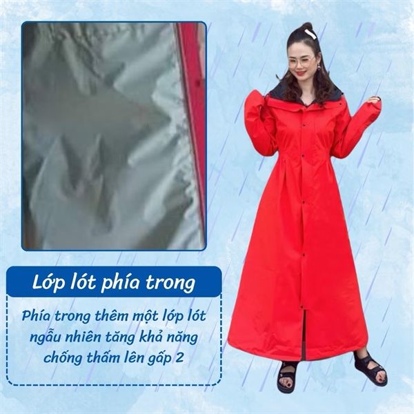 Áo mưa măng tô vải PU + lớp lót bên trong Tuấn Phong 52A