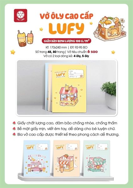Vở oly tiêu chuẩn 6 sao Hải Tiến LUFY ĐL100gsm