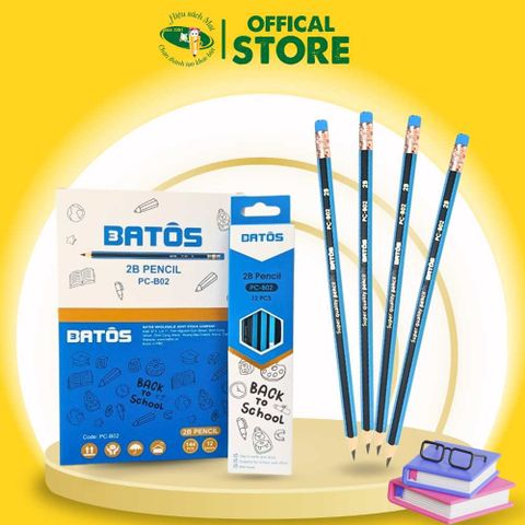 Bút Chì Gỗ 2B Batos Pc-B02 Chính Hãng - Có Tại Hiệu Sách Mai