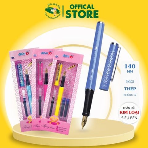 Bút Máy Điểm 10 Thiên Long Tp-Ftc-03 ( Vỏ Xanh, Hồng, Vàng) Chính Hãng - Có Tại Hiệu Sách Mai