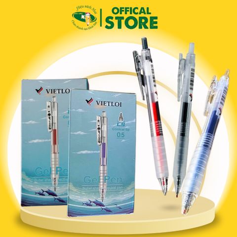 Bút Gel Bấm Mực Mỹ 0.5mm Việt Lợi Vl-A8 Chính Hãng - Có Tại Hiệu Sách Mai
