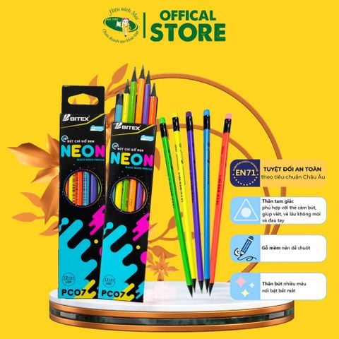 Bút Chì Đen 2B Neon ( Hộp Giấy ) Chính Hãng - Có Tại Hiệu Sách Mai
