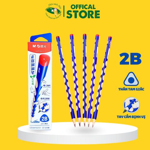 Bút Chì Gỗ 2B Tay Cầm Định Vị Thân Màu Xanh Chính Hãng - Có Tại Hiệu Sách Mai