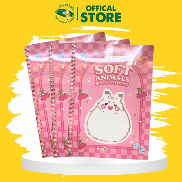 Sổ Lò Xo B5 Soft Animals - 60 Trang Kẻ Ngang Chính Hãng - Có Tại Hiệu Sách Mai