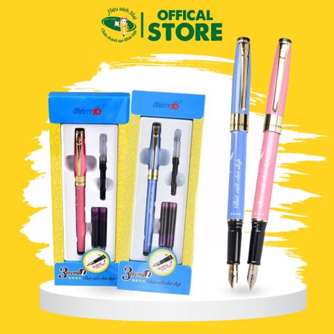 Bút máy Điểm 10 Thiên Long TP-FTC-02 ( cán xanh + hồng ) ( 10/240)