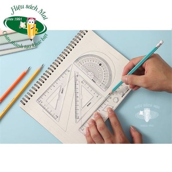 Bộ Thước Kẻ Eke Dẻo 15Cm 4 Món Ở Giữa Có Khung Hình Chính Hãng - Có Tại Hiệu Sách Mai