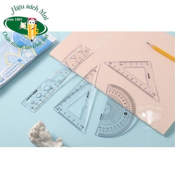 Bộ Thước Kẻ Eke Dẻo 15Cm 4 Món Ở Giữa Có Khung Hình Chính Hãng - Có Tại Hiệu Sách Mai