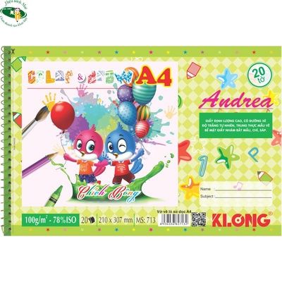 [KLONG] Vở vẽ lò xo A4 20 tờ Klong713 (100Q/ thùng) sản phẩm chính hãng