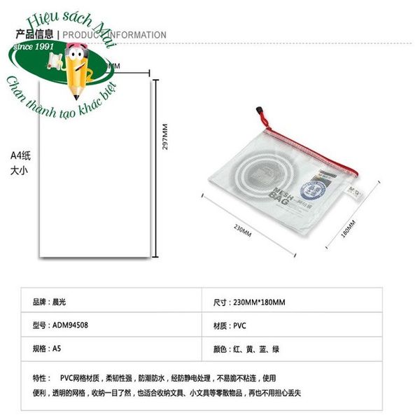 Túi Lưới A5 Chính Hãng - Có Tại Hiệu Sách Mai