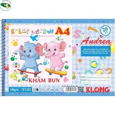 [KLONG] Vở vẽ lò xo A4 20 tờ Klong713 (100Q/ thùng) sản phẩm chính hãng