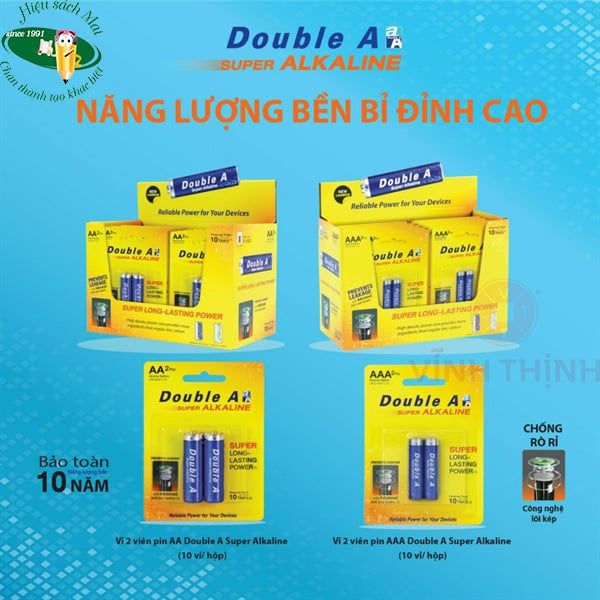 Pin Kiềm Alkaline Double A (2 Viên/Vỉ) Chính Hãng - Có Tại Hiệu Sách Mai