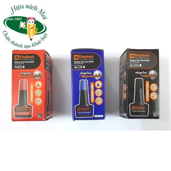 Lọ mực dấu 30ml Đen Elephant (12/360)