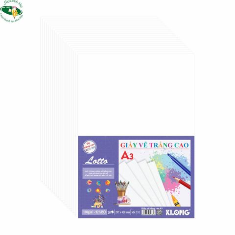 [KLONG] Giấy vẽ A3 20 tờ Klong731 (80 tập/ thùng) sản phẩm chính hãng