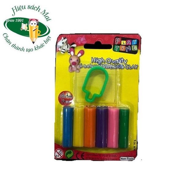 Vỉ đất nặn 6 màu 50g + 1 khuôn hình 002-6SM50 (288)