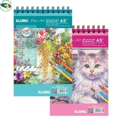 [KLONG] Sổ vẽ cao cấp A5 ĐL 250 Klong775 (40Q/ thùng) sản phẩm chính hãng