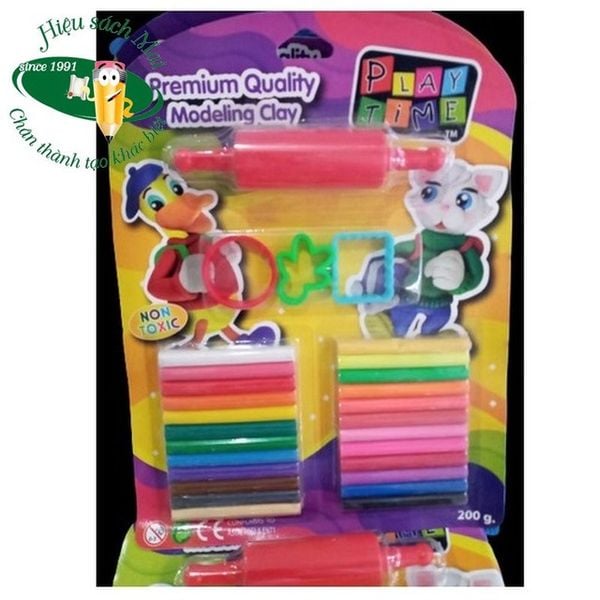Vỉ đất nặn 24 màu 200g + 3 khuôn + 1 lăn Playtime 002-3MR24200 (24)