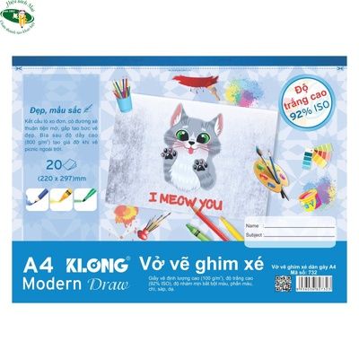 [KLONG] Vở vẽ A4 20 tờ Klong732 (120Q/ thùng) sản phẩm chính hãng