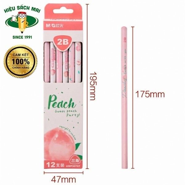 Bút Chì Gỗ 2B In Hình Quả Đào Awp30707 Chính Hãng - Có Tại Hiệu Sách Mai