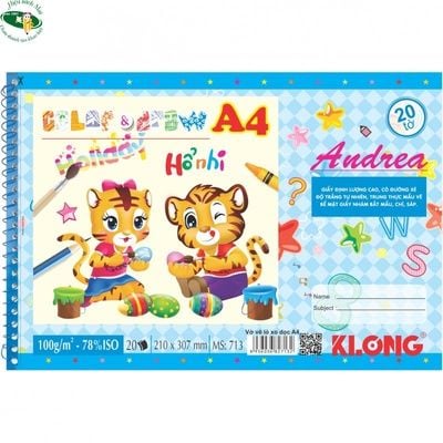 [KLONG] Vở vẽ lò xo A4 20 tờ Klong713 (100Q/ thùng) sản phẩm chính hãng