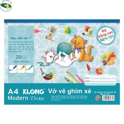 [KLONG] Vở vẽ A4 20 tờ Klong732 (120Q/ thùng) sản phẩm chính hãng