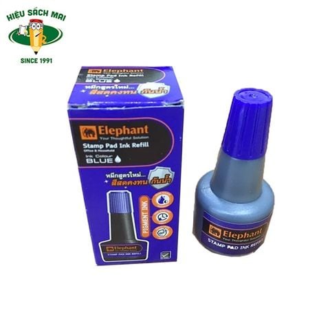 [ELEPHANT] Lọ mực dấu 30ml Xanh Elephant sản phẩm chính hãng