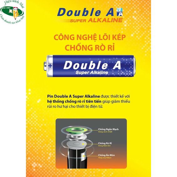 [DOUBLE A] Pin kiềm Alkaline Double A (2 viên/vỉ) sản phẩm chính hãng