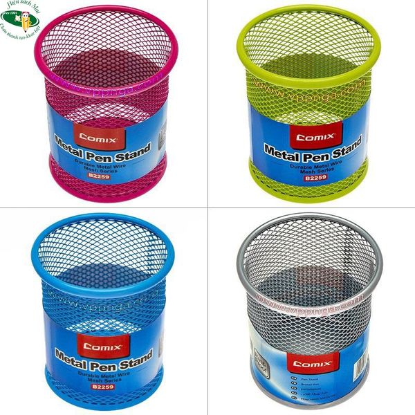 Ống Cắm Bút Lưới Sắt Tròn Comix 2259 Chính Hãng - Có Tại Hiệu Sách Mai