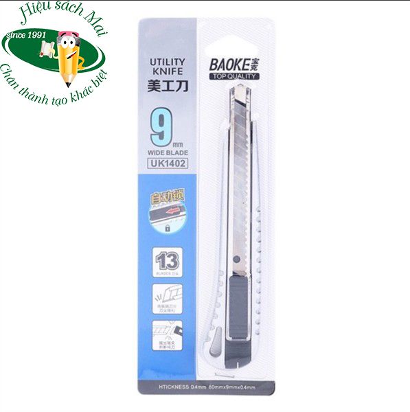 Dao Rọc Giấy Vỏ Inox Baoke Uk1402 Chính Hãng - Có Tại Hiệu Sách Mai