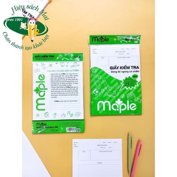 Giấy kiểm tra kẻ ngang Maple