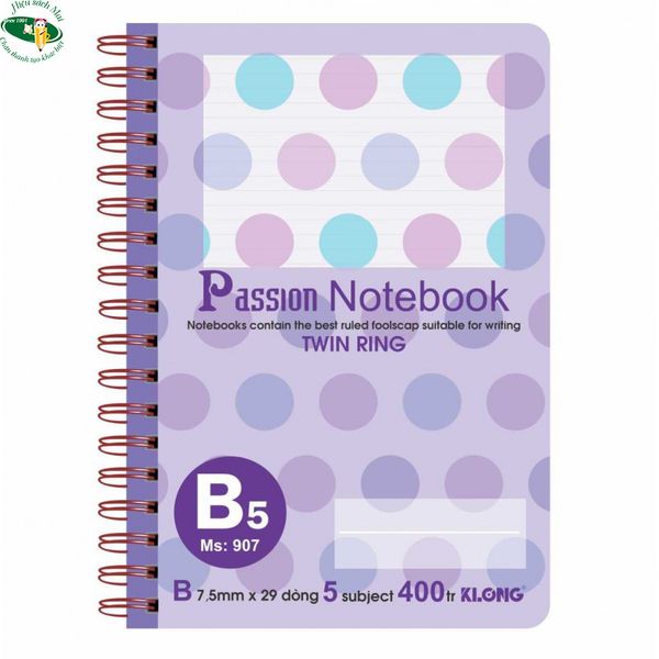[KLONG] Sổ lò xo B5 kép 400 trang Klong907 (24Q/ thùng) sản phẩm chính hãng