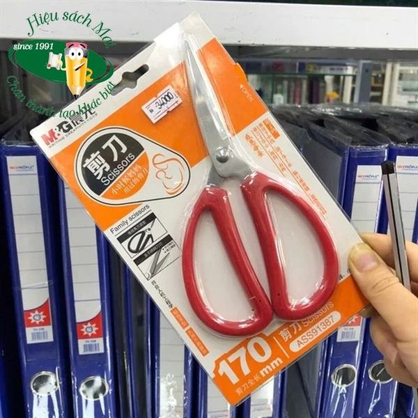 Kéo Sắt Cán Đỏ 17mm Ass91387 Chính Hãng - Có Tại Hiệu Sách Mai